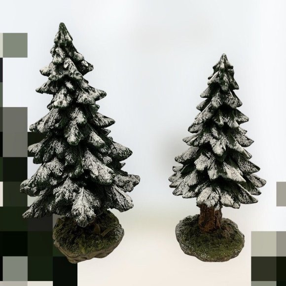 Dept 56 Village Vintage Snowy Scotch Pines Set of 2 Christmas Decor - Picture 6 of 14